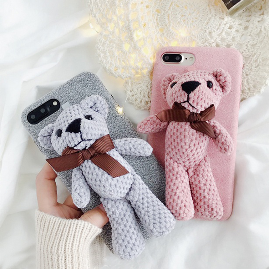 Gogang iphone 8 bear doll case plus strap card sto