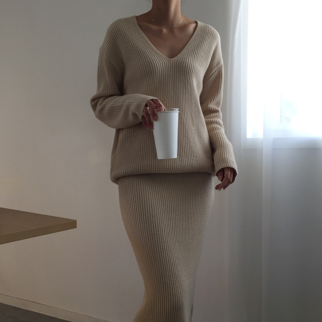 Winter Goliath Knit Long Skirt 3color Coordination