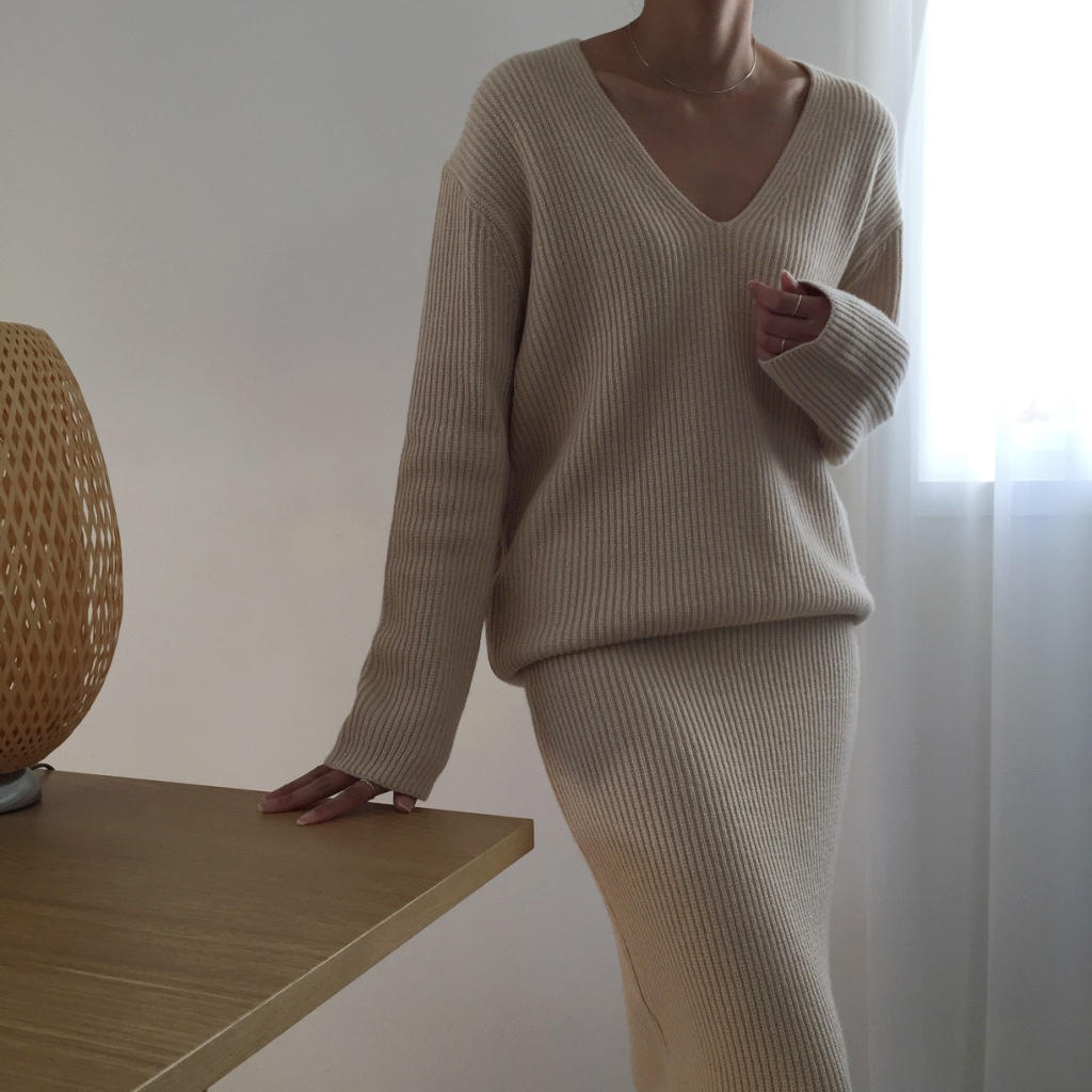 Winter Goliath Knit Long Skirt 3color Coordination