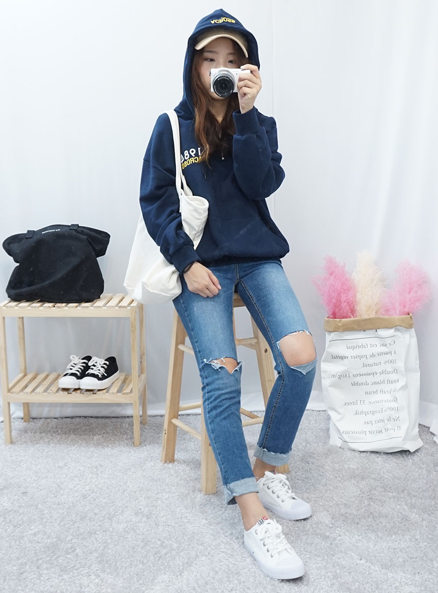 Daily Diary Round Zipper Canvas Eco Bag 2color Stu