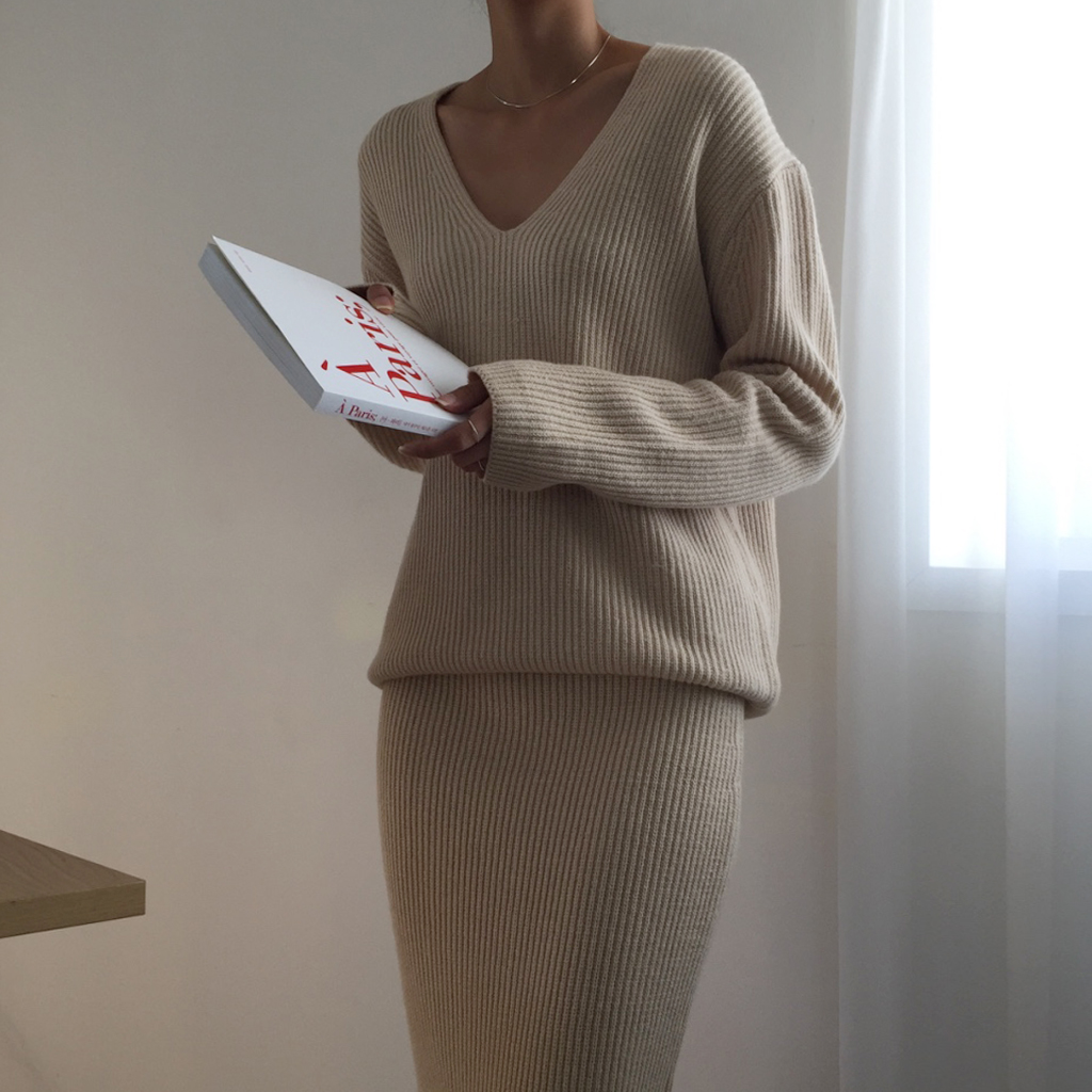 Winter Goliath Knit Long Skirt 3color Coordination