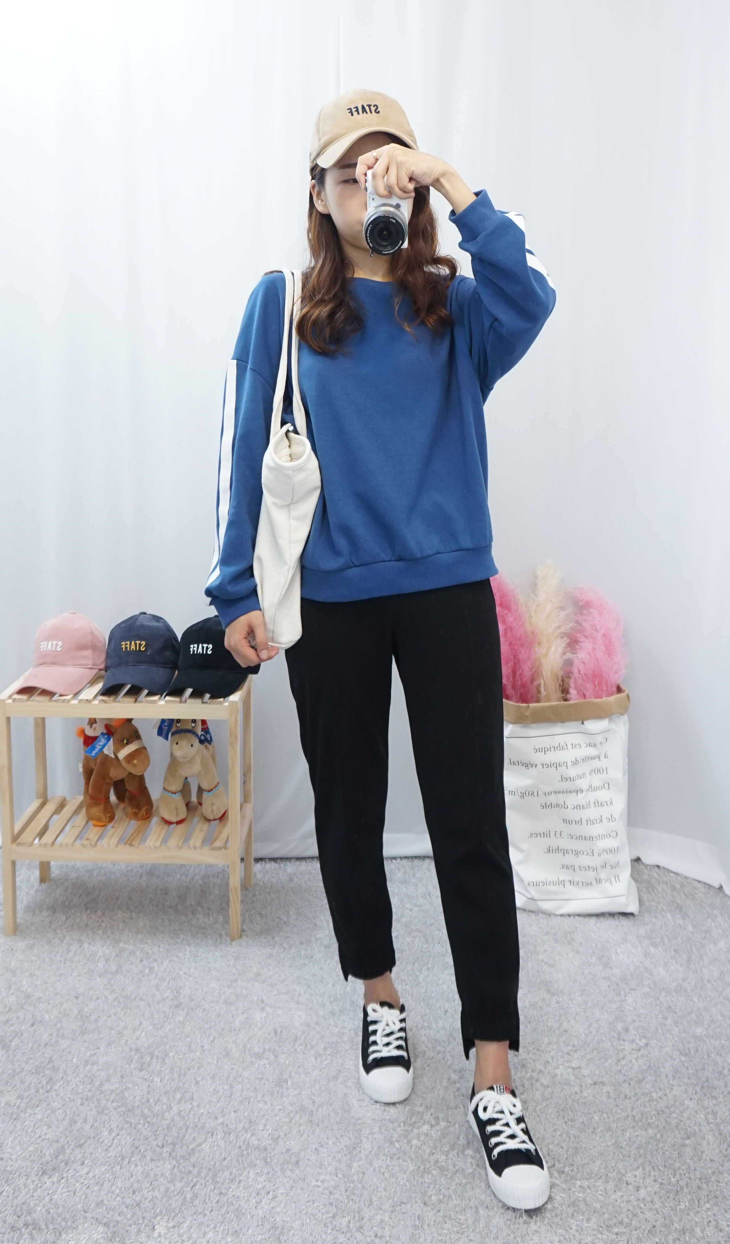 Daily Diary Round Zipper Canvas Eco Bag 2color Stu