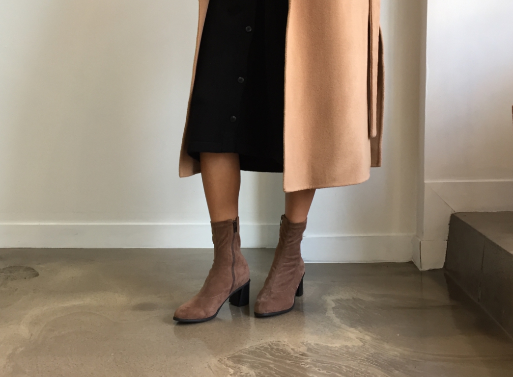 Suede Socks Mid-Heel Angle Boots Black, Brown Fall