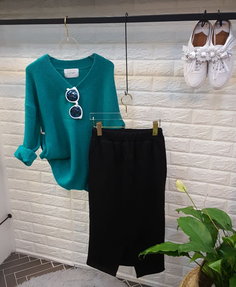 Brushed-dyed long skirt black o tody life-style ca