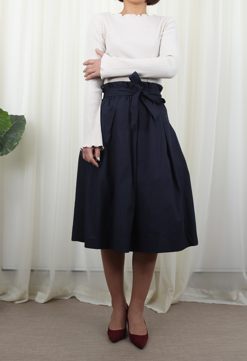 High-waisted flared skirt H-line h Long Long skirt