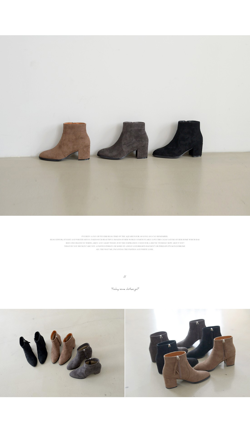 Women Suede Ankle Boots Heel Tongue Angle 6cm Heel