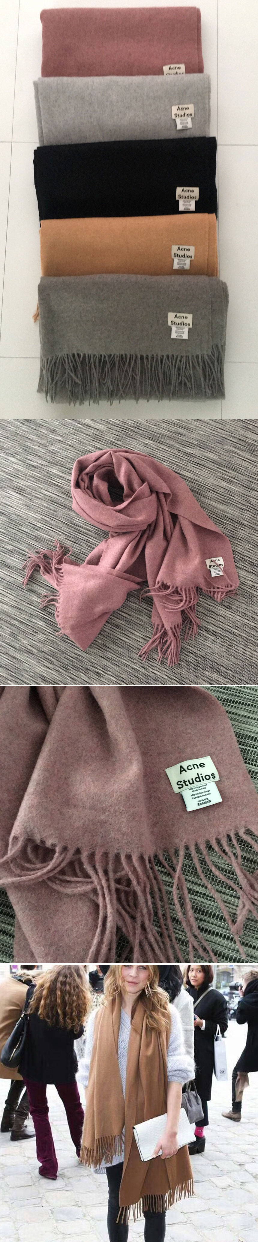 Acne wool muffler Wide mill Unisex studio pink sha