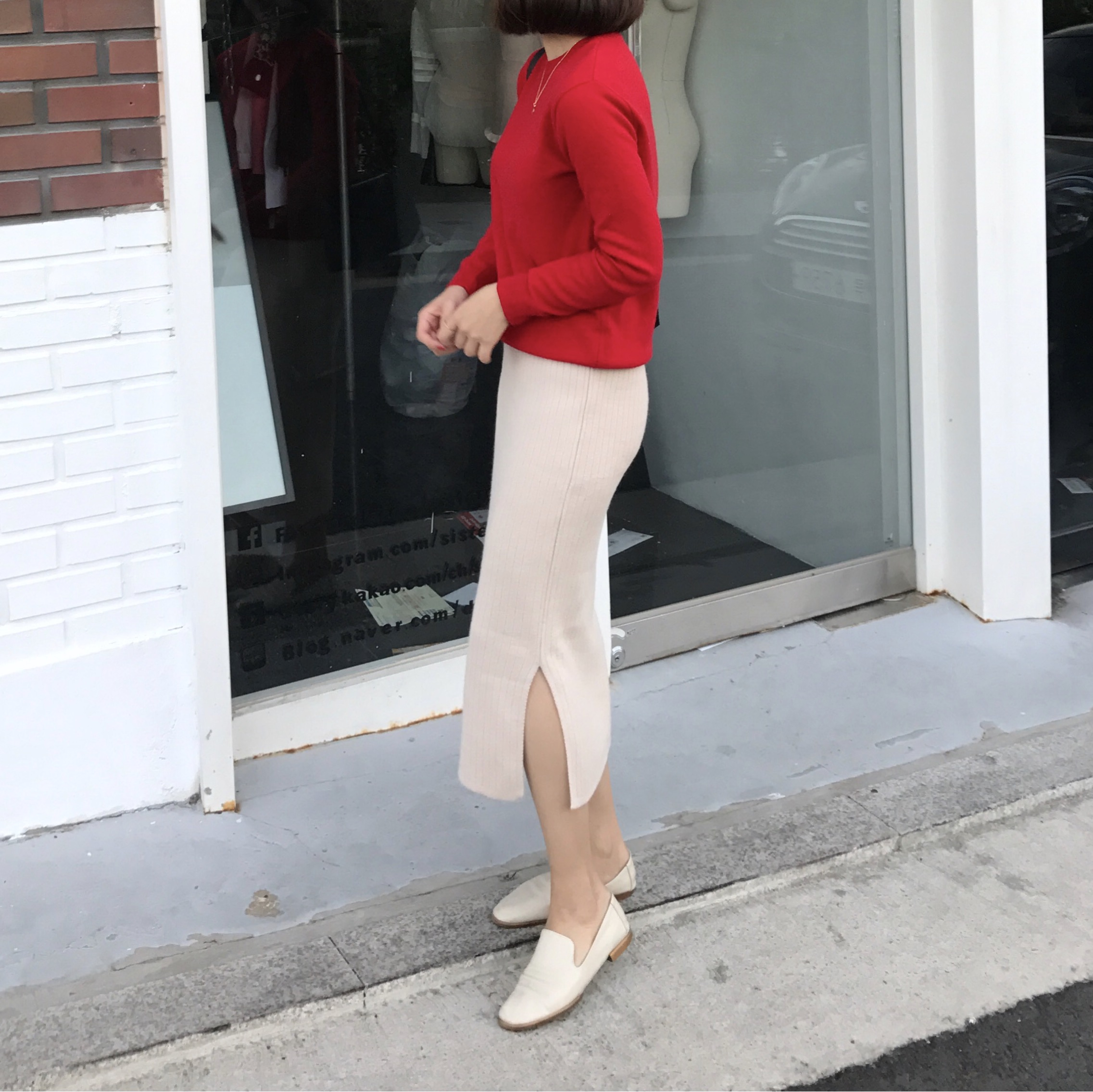 Basic Knit Skirt 2color Skirt Winter Black Long