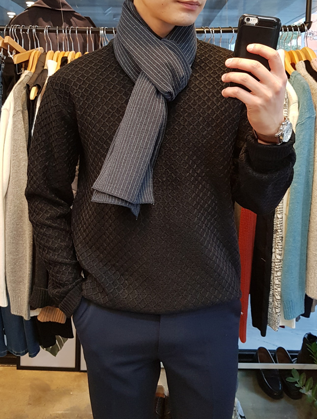 Stripe muffler 2color Man Coordination Shawl Pint 