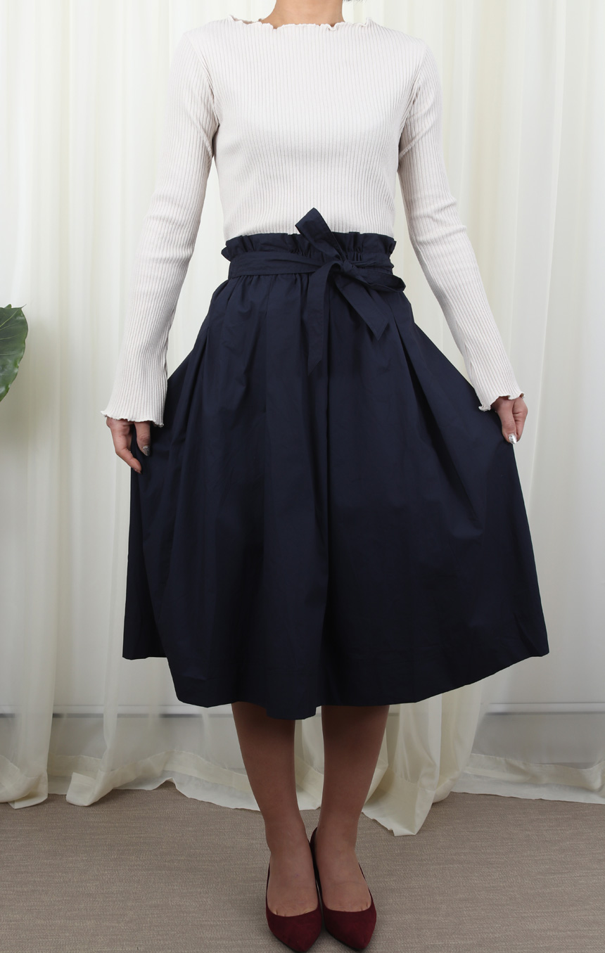 High-waisted flared skirt H-line h Long Long skirt