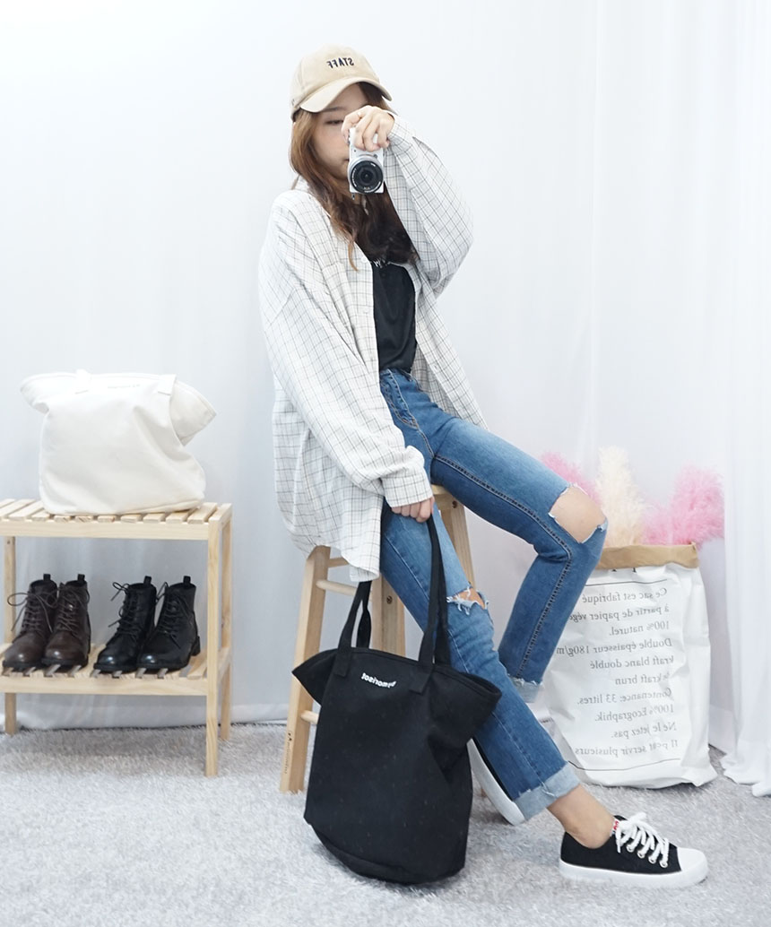 Daily Diary Round Zipper Canvas Eco Bag 2color Stu