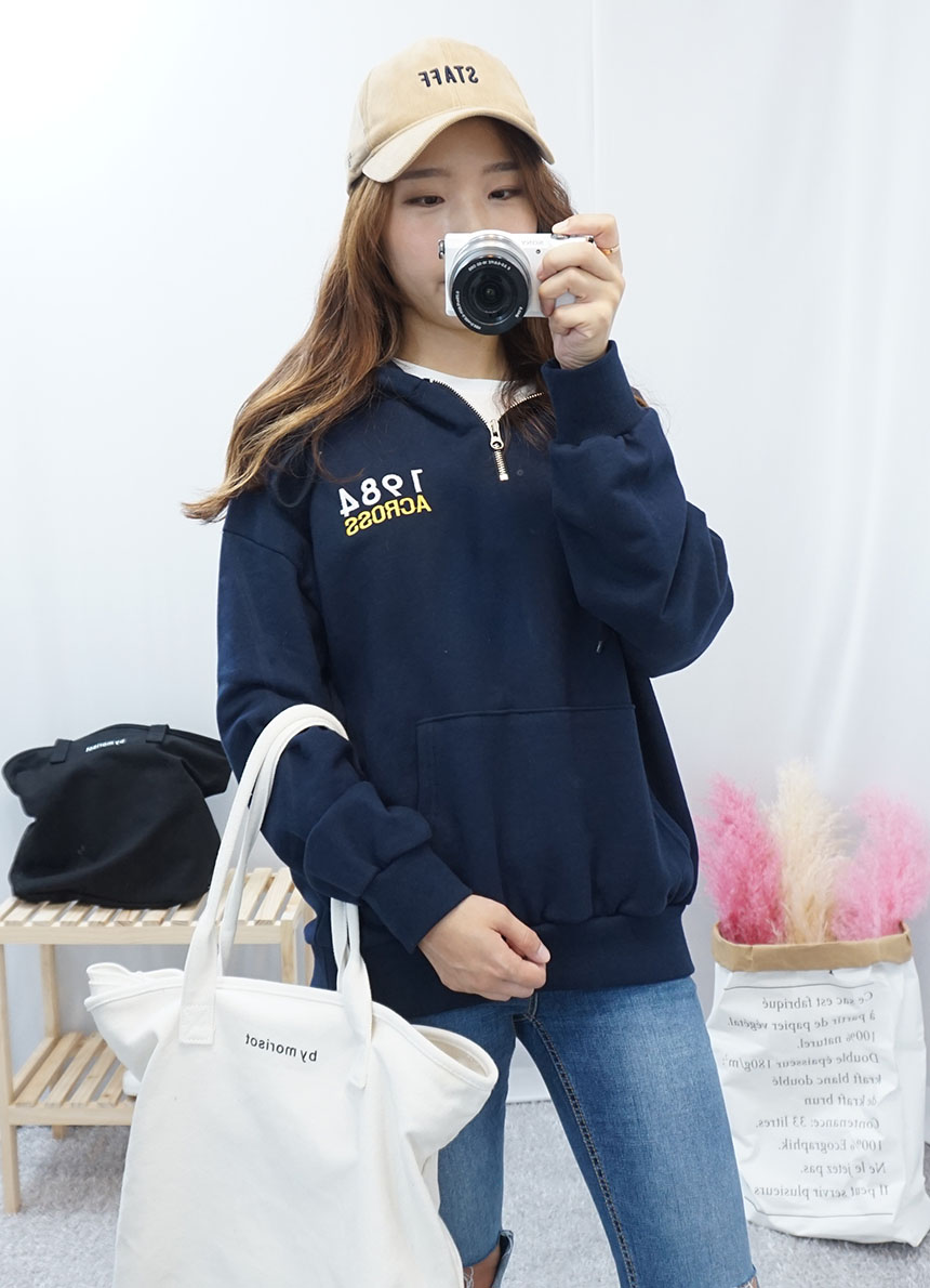 Daily Diary Round Zipper Canvas Eco Bag 2color Stu