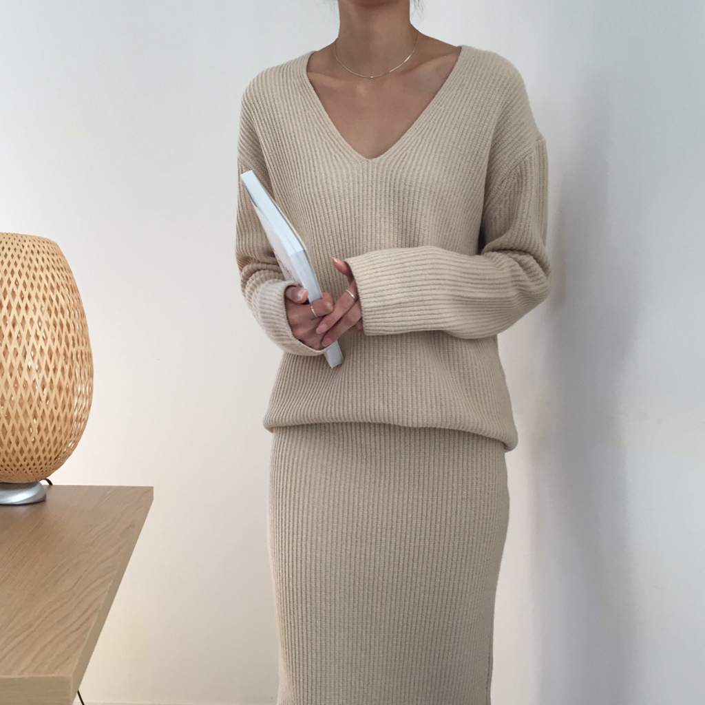 Winter Goliath Knit Long Skirt 3color Coordination