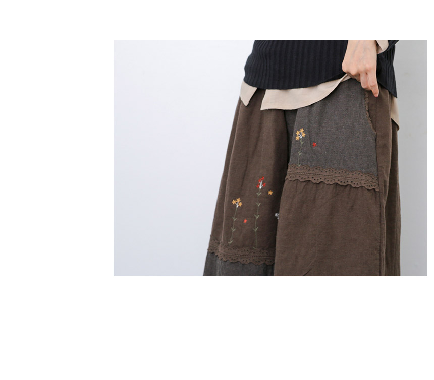 Winter embroidered skirts Long skirt lace Volume B
