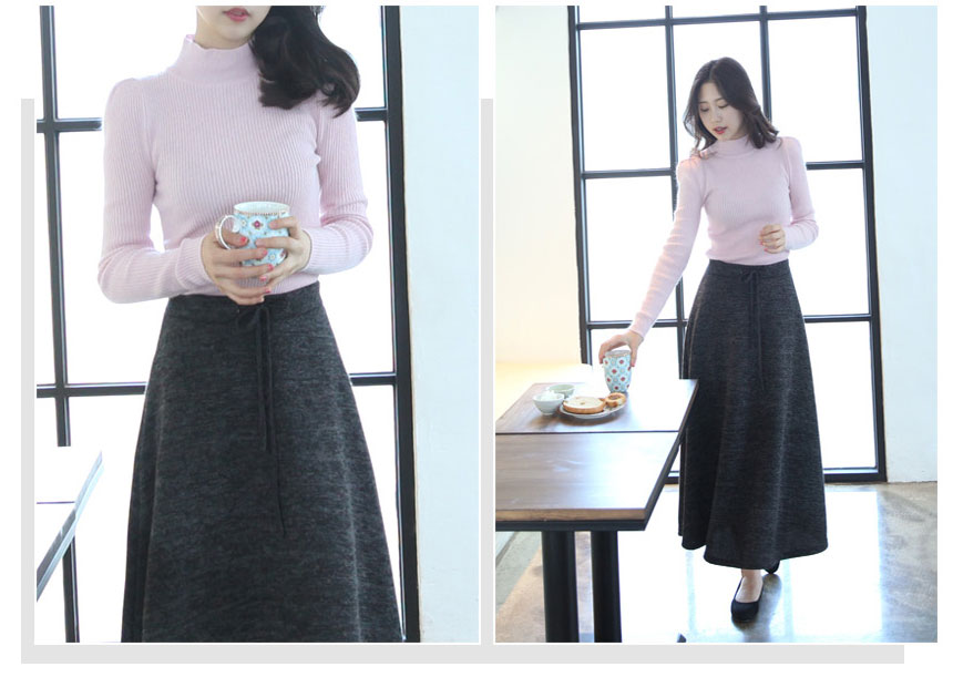 Brushed flared skirt Able banding Basic Basic Long