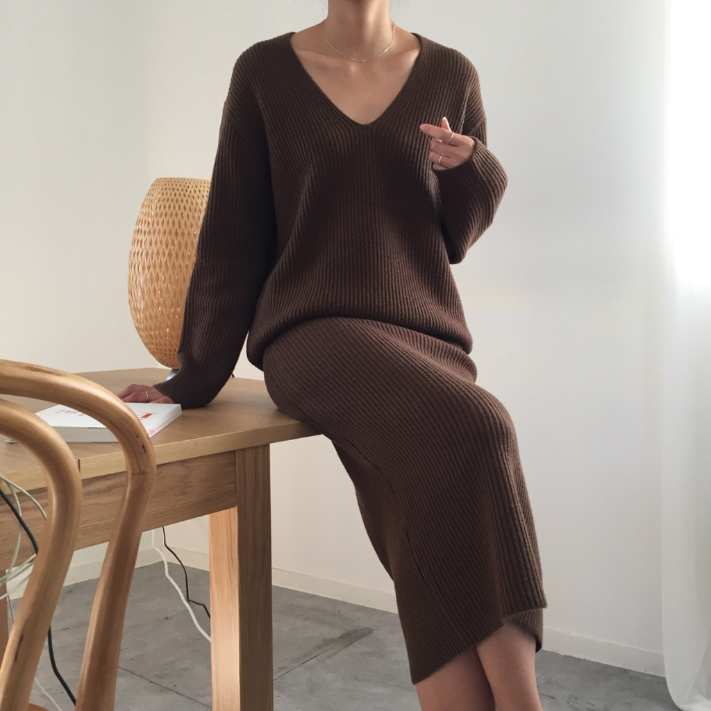 Winter Goliath Knit Long Skirt 3color Coordination
