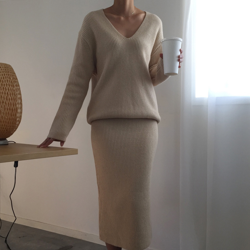 Winter Goliath Knit Long Skirt 3color Coordination