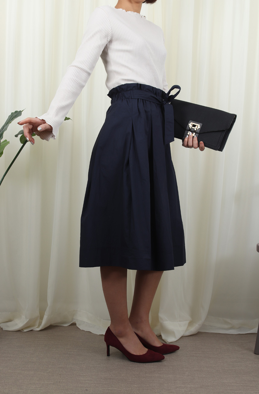 High-waisted flared skirt H-line h Long Long skirt