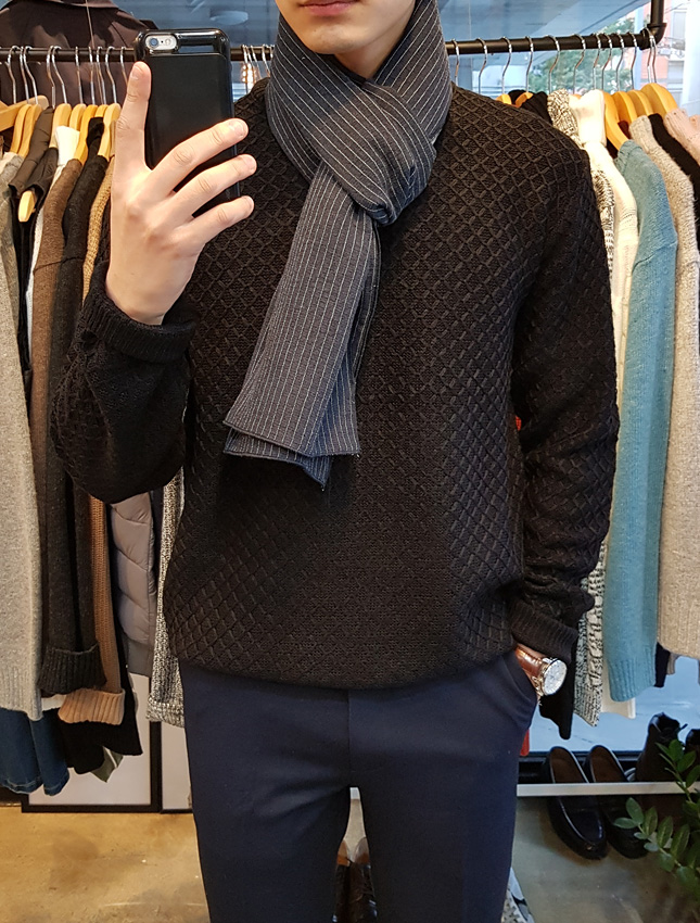 Stripe muffler 2color Man Coordination Shawl Pint 