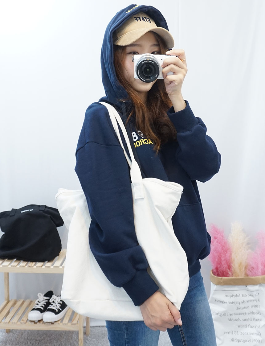 Daily Diary Round Zipper Canvas Eco Bag 2color Stu