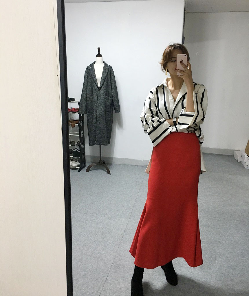 Mermaid Mermaid Long Skirt Line Skirt Winter High 