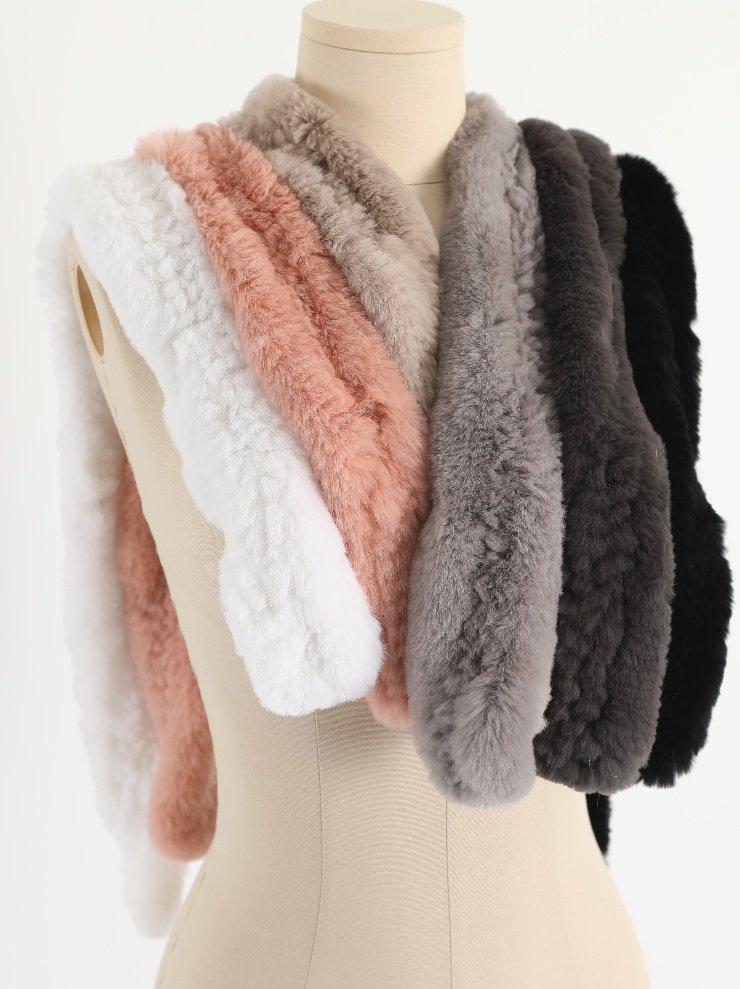 Petit Rex Rabbit Hair Muffler Real Shawl