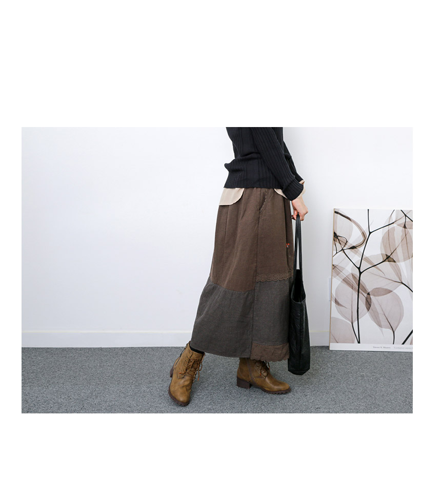 Winter embroidered skirts Long skirt lace Volume B