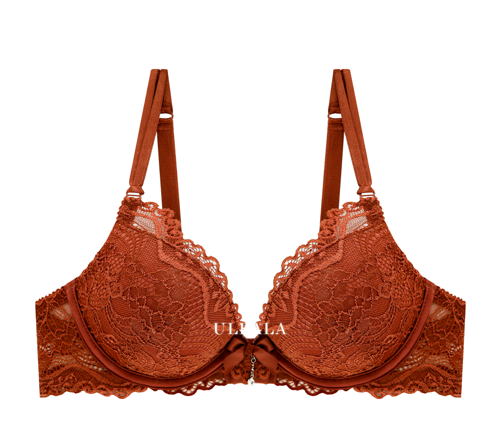 Coral Wedding Sexy Lace C Cup Wong Pong Bra Pantie