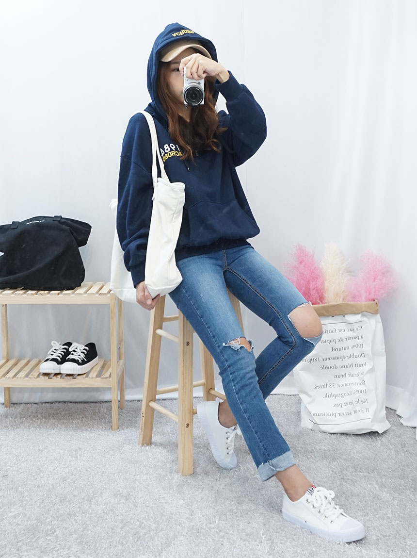 Daily Diary Round Zipper Canvas Eco Bag 2color Stu