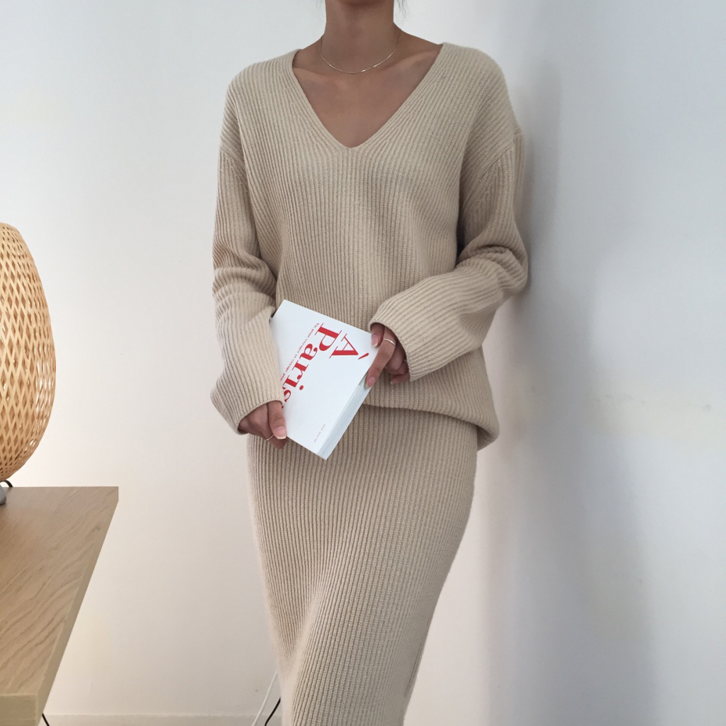 Winter Goliath Knit Long Skirt 3color Coordination