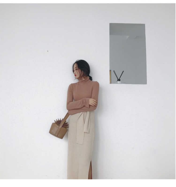 Slim H line Goliath knit winter long skirt slit lo