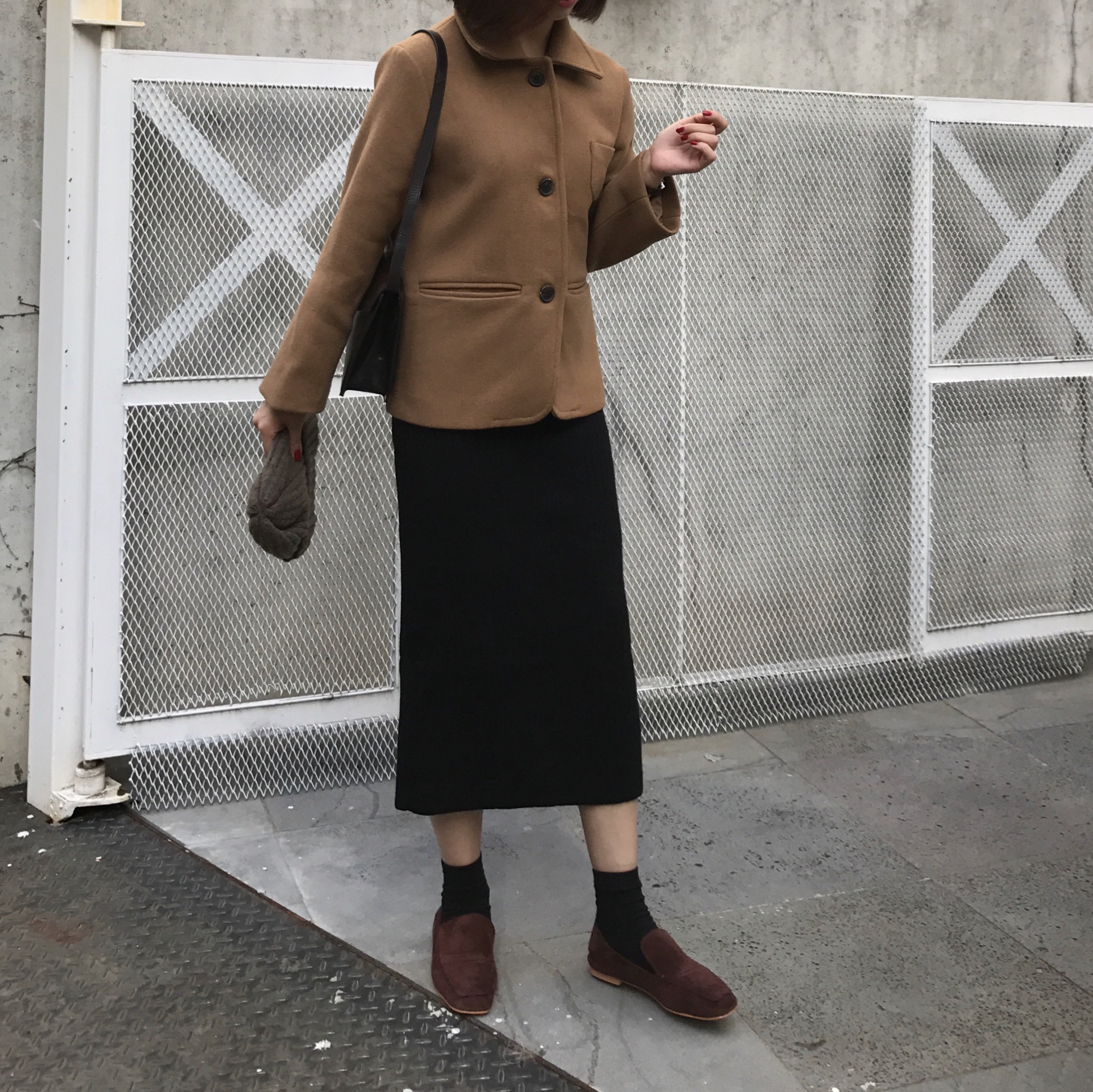 Basic Knit Skirt 2color Skirt Winter Black Long