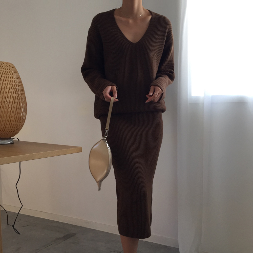 Winter Goliath Knit Long Skirt 3color Coordination