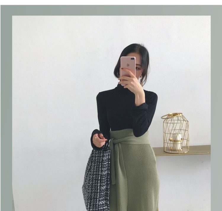 Slim H line Goliath knit winter long skirt slit lo