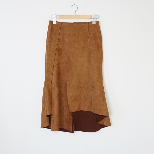 Mermaid a-line leather unverted suede brown colore