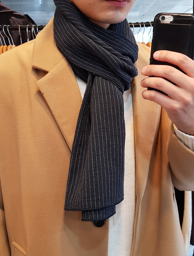 Stripe muffler 2color Man Coordination Shawl Pint 