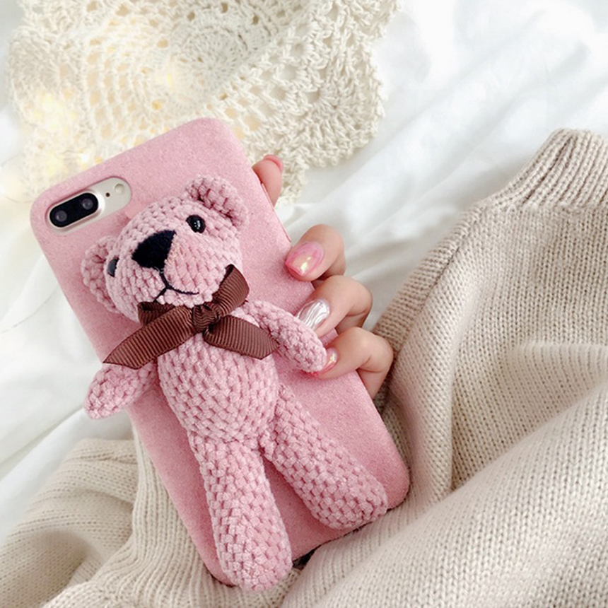 Gogang iphone 8 bear doll case plus strap card sto