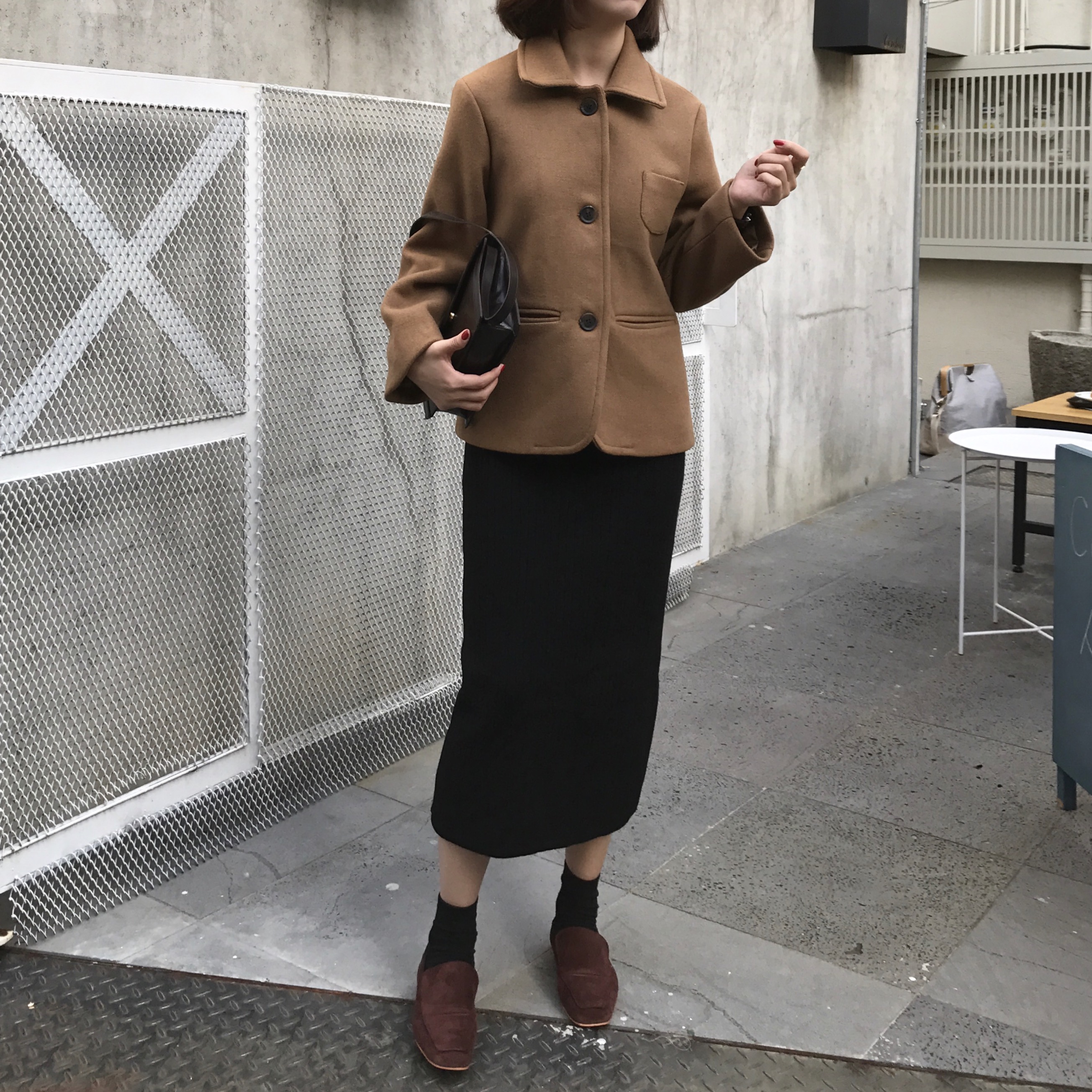 Basic Knit Skirt 2color Skirt Winter Black Long