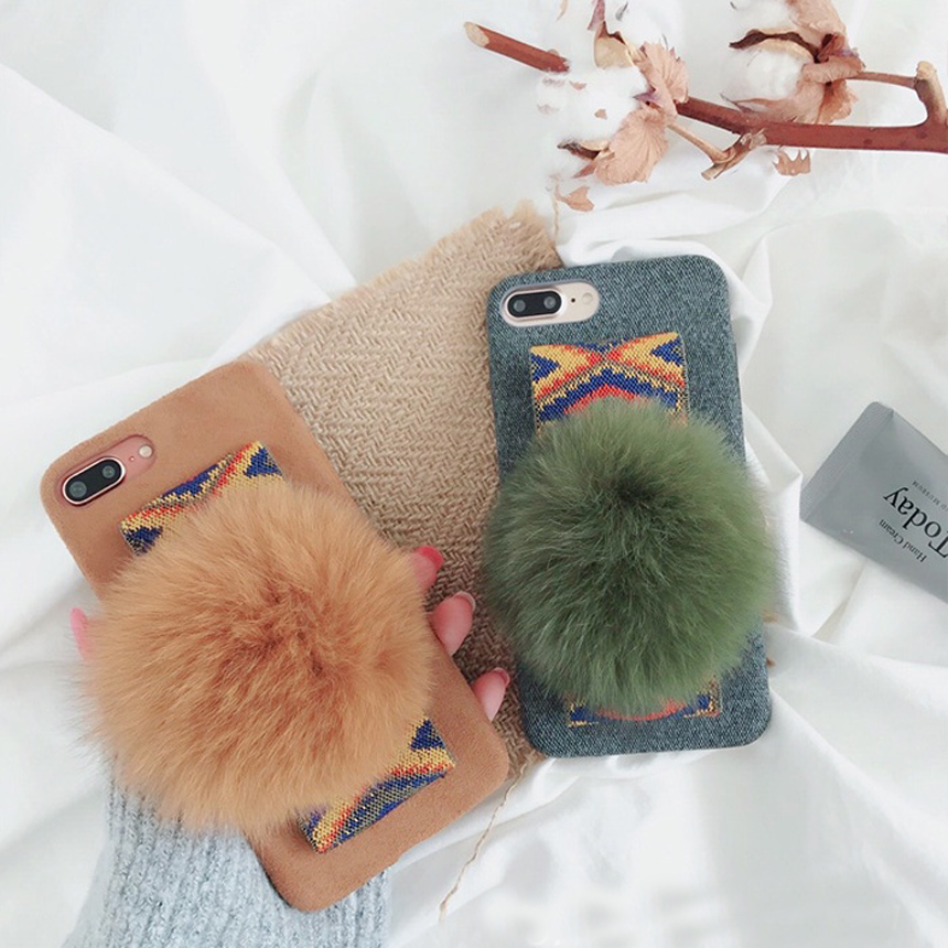 Lana iPhone 8 Pom foam case plus strap card embroi