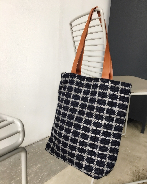 Daily Knit Eco Bag Winter Check Cloth Bag