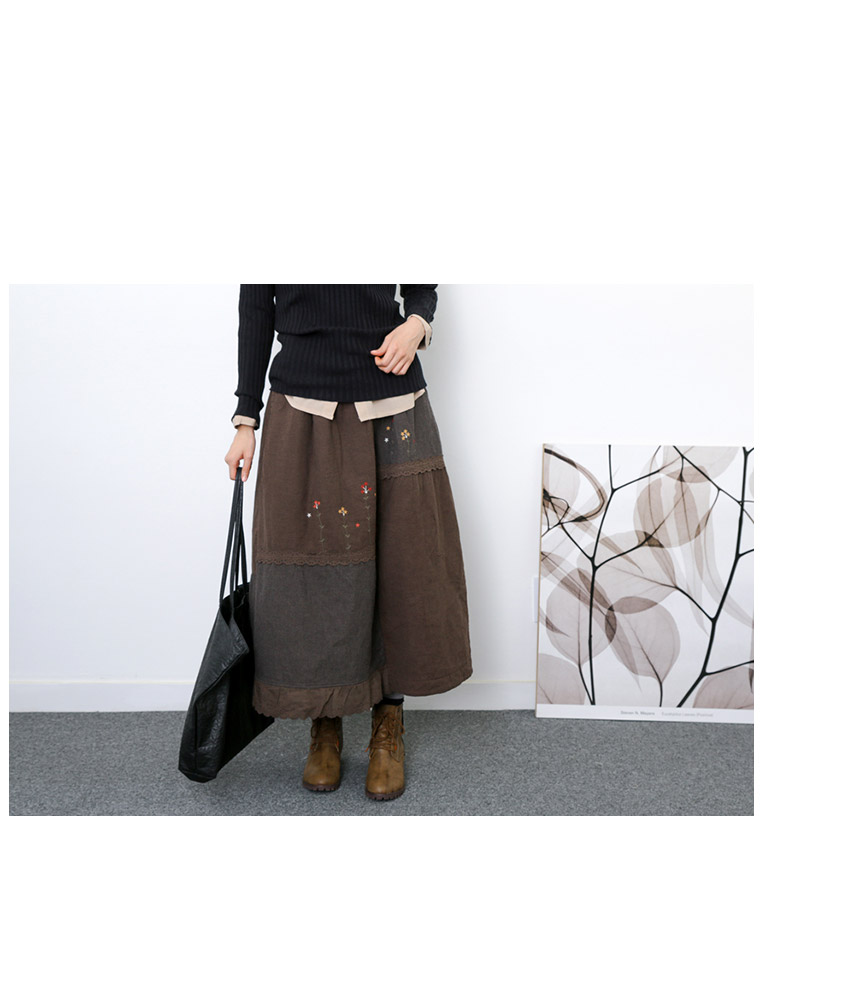 Winter embroidered skirts Long skirt lace Volume B
