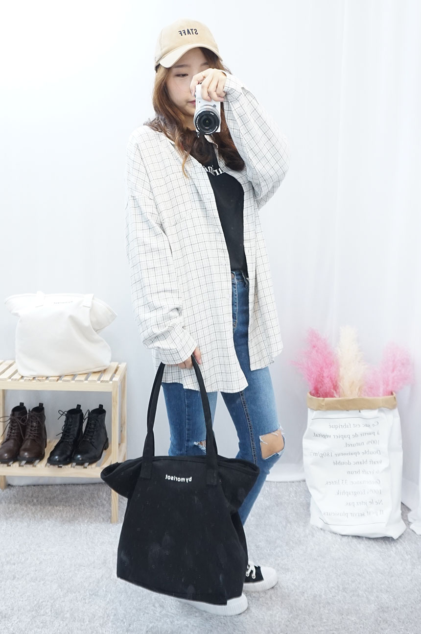 Daily Diary Round Zipper Canvas Eco Bag 2color Stu