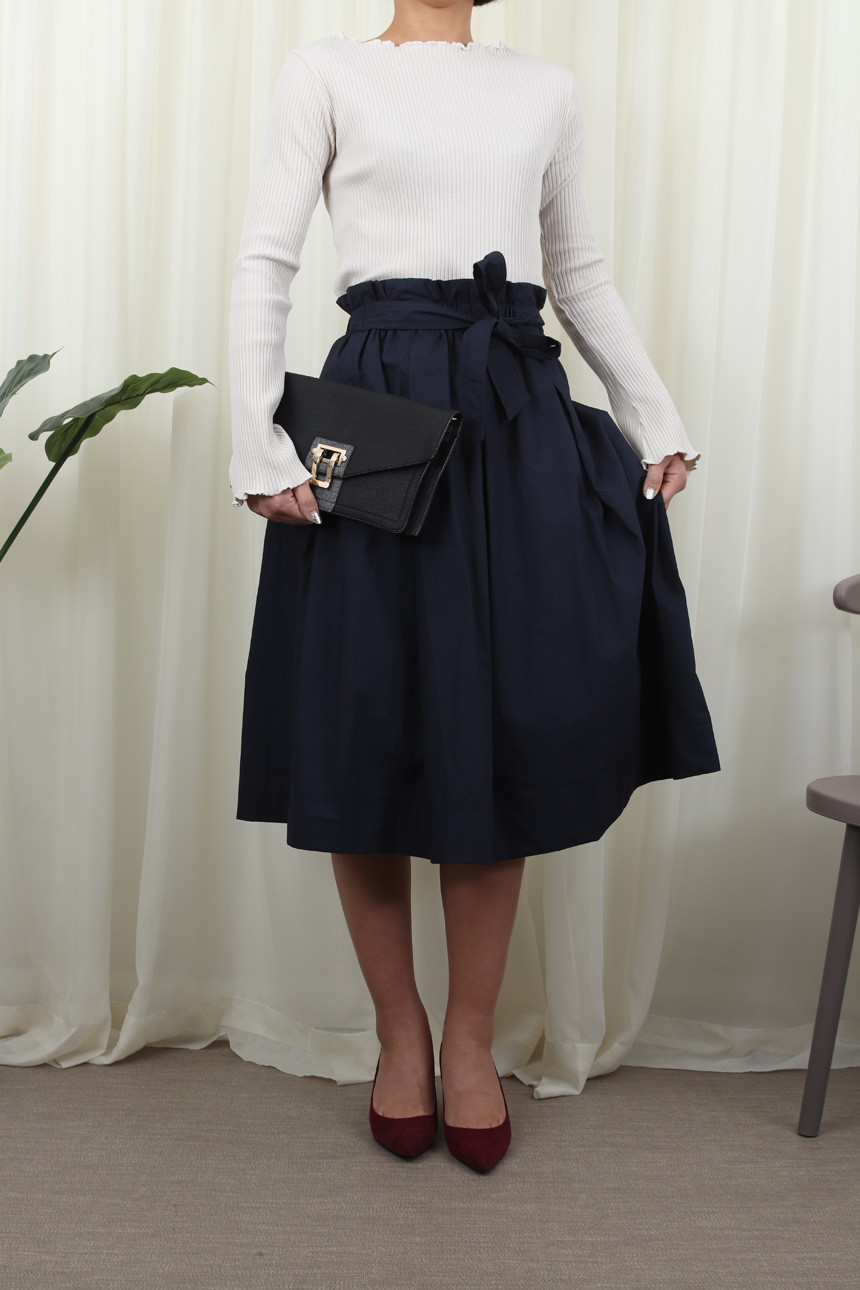 High-waisted flared skirt H-line h Long Long skirt