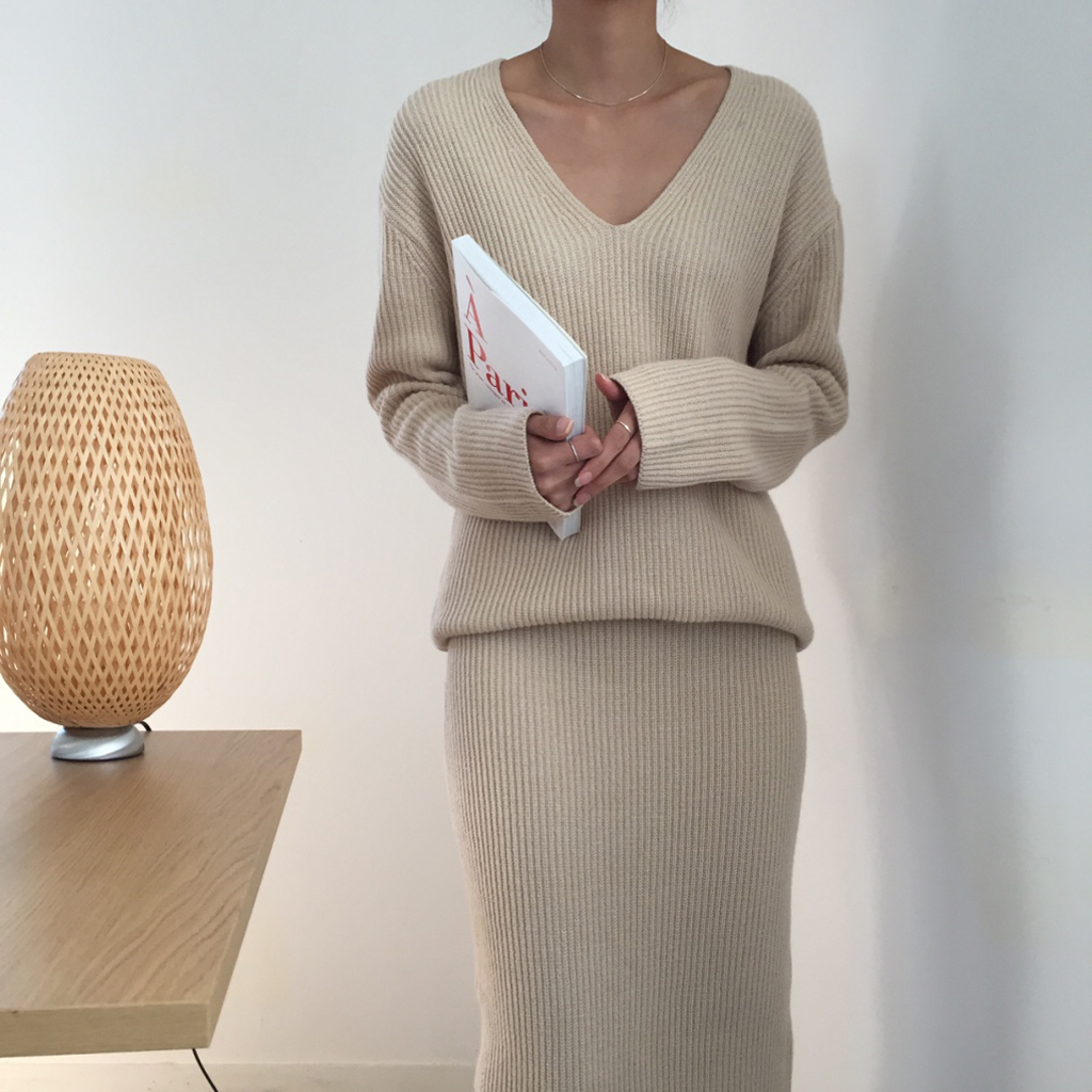 Winter Goliath Knit Long Skirt 3color Coordination