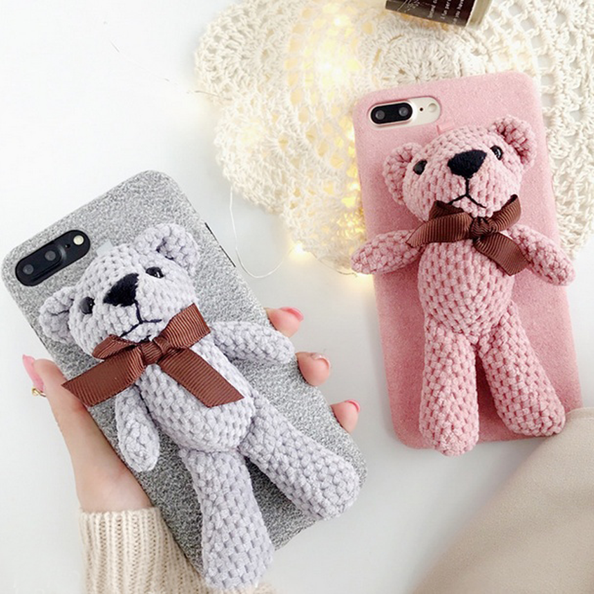 Gogang iphone 8 bear doll case plus strap card sto
