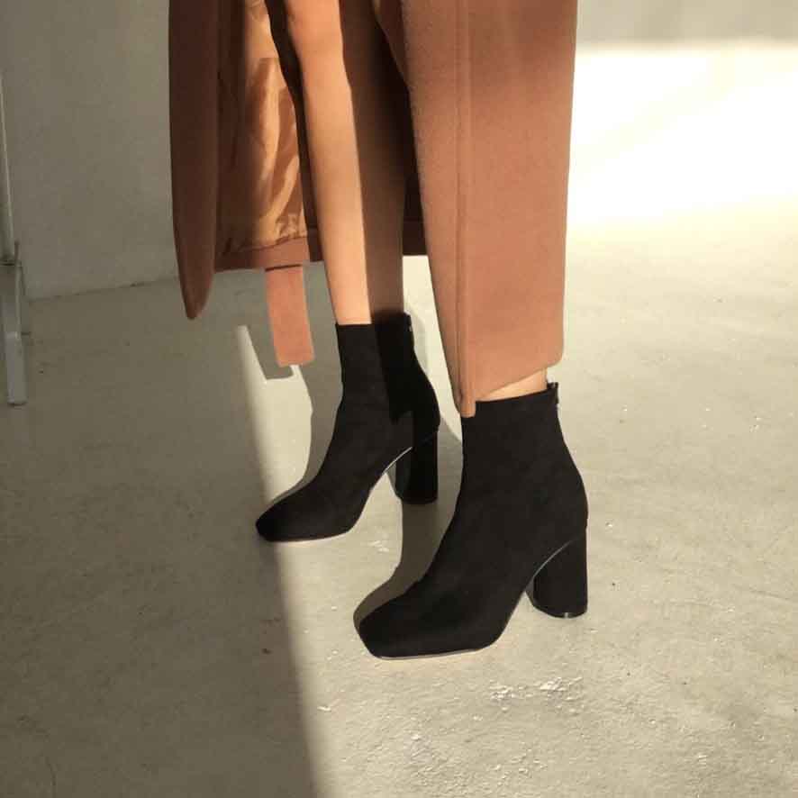 Suede Angle Boots High Heels Chelsea Twenties Twen