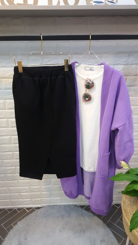 Brushed-dyed long skirt black o tody life-style ca