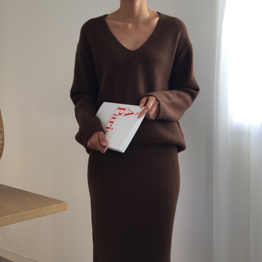 Winter Goliath Knit Long Skirt 3color Coordination