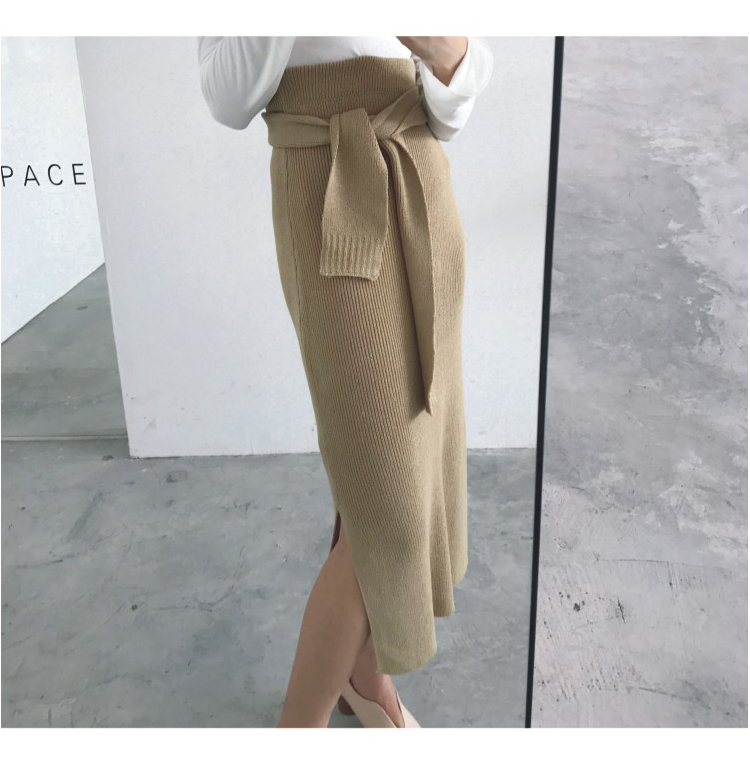 Slim H line Goliath knit winter long skirt slit lo