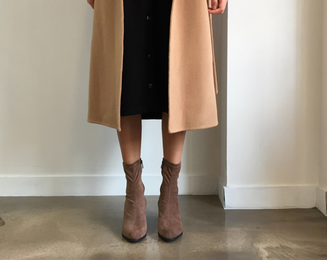 Suede Socks Mid-Heel Angle Boots Black, Brown Fall